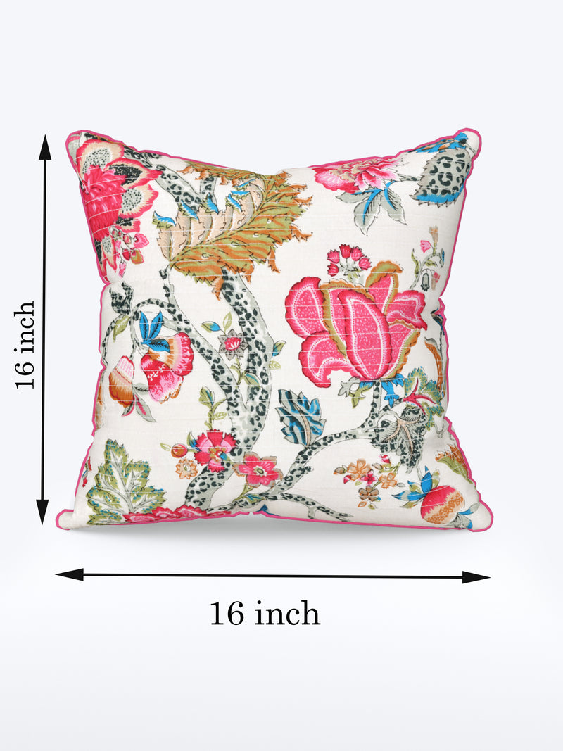 Botanique Pink Anokhi Cotton Cushion Covers - 16x16 Inches
