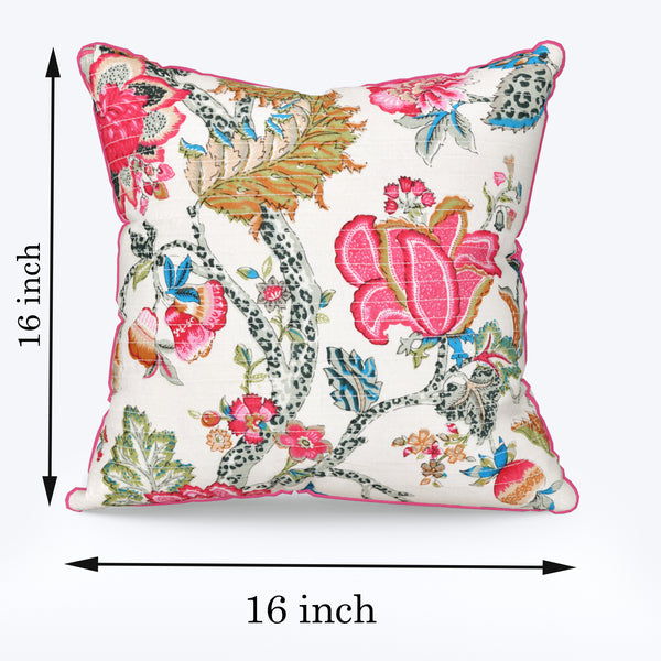 Botanique Pink Anokhi Cotton Cushion Covers - 16x16 Inches