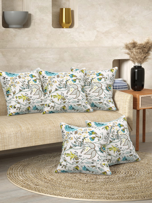 Botanique Blue Anokhi Cotton Cushion Covers - 16x16 Inches