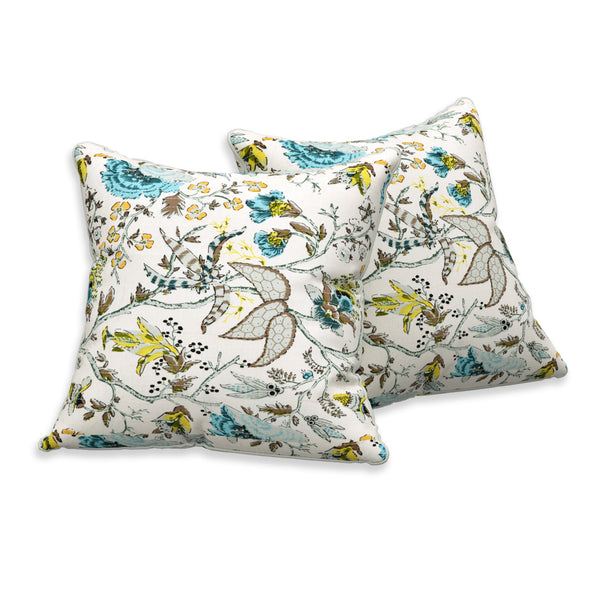 EasyGoods® 240 TC Pure Cotton Cushion Covers, (16x16 Inch) Jaipuri Anokhi Floral Prints, Premium Sofa and Bedroom Decor Accessories (Botonique Blue)