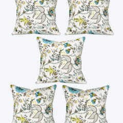 EasyGoods® 240 TC Pure Cotton Cushion Covers, (16x16 Inch) Jaipuri Anokhi Floral Prints, Premium Sofa and Bedroom Decor Accessories (Botonique Blue)