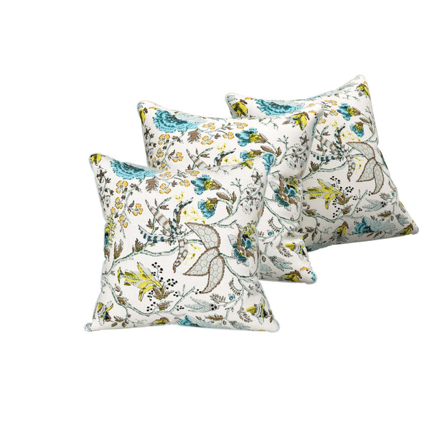 EasyGoods® 240 TC Pure Cotton Cushion Covers, (16x16 Inch) Jaipuri Anokhi Floral Prints, Premium Sofa and Bedroom Decor Accessories (Botonique Blue)