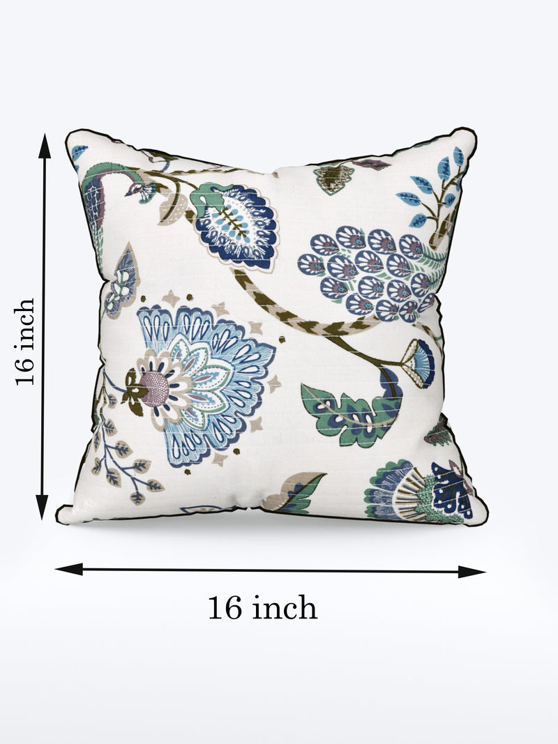 Peacock Blue Anokhi Cotton Cushion Covers - 16x16 Inches