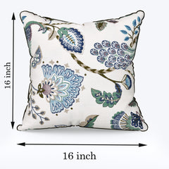 Peacock Blue Anokhi Cotton Cushion Covers - 16x16 Inches