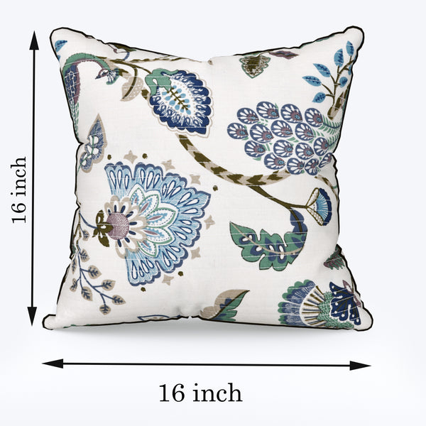 Peacock Blue Anokhi Cotton Cushion Covers - 16x16 Inches
