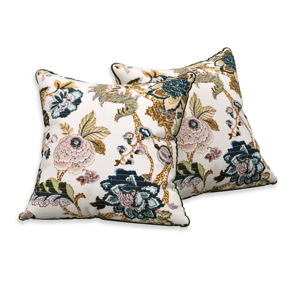 EasyGoods® 240 TC Pure Cotton Cushion Covers, (16x16 Inch) Jaipuri Anokhi Floral Prints, Premium Sofa and Bedroom Decor Accessories (Cream)