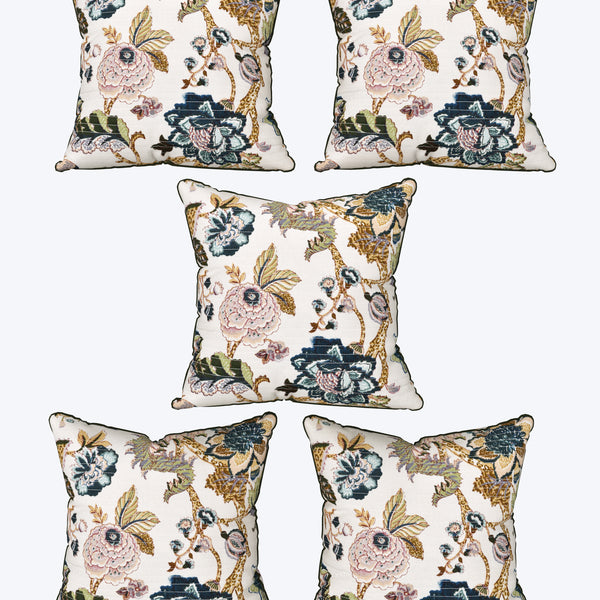 EasyGoods® 240 TC Pure Cotton Cushion Covers, (16x16 Inch) Jaipuri Anokhi Floral Prints, Premium Sofa and Bedroom Decor Accessories (Cream)
