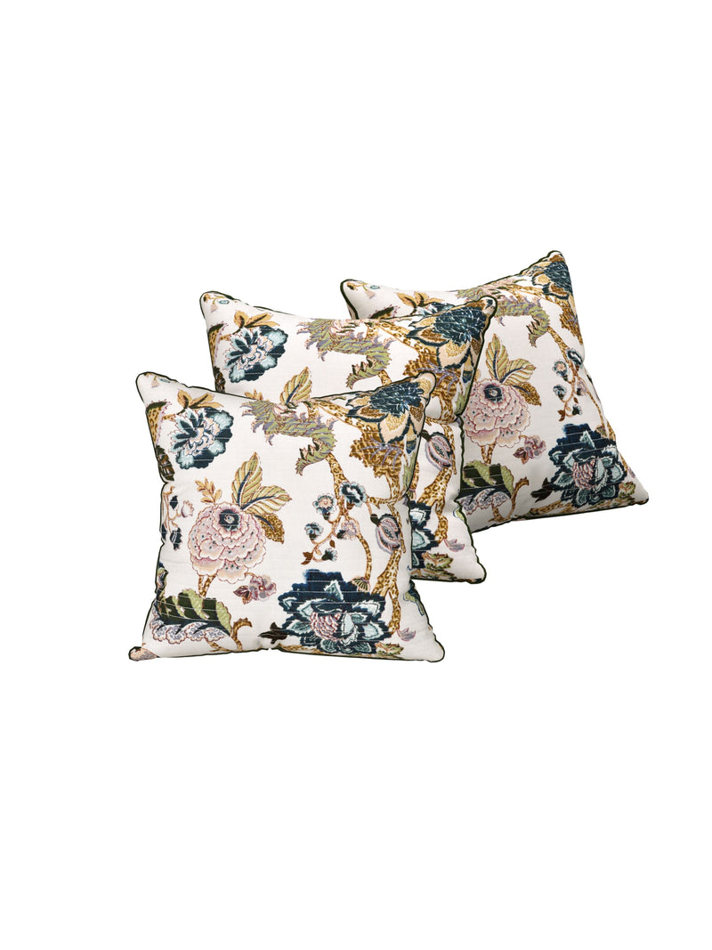 EasyGoods® 240 TC Pure Cotton Cushion Covers, (16x16 Inch) Jaipuri Anokhi Floral Prints, Premium Sofa and Bedroom Decor Accessories (Cream)