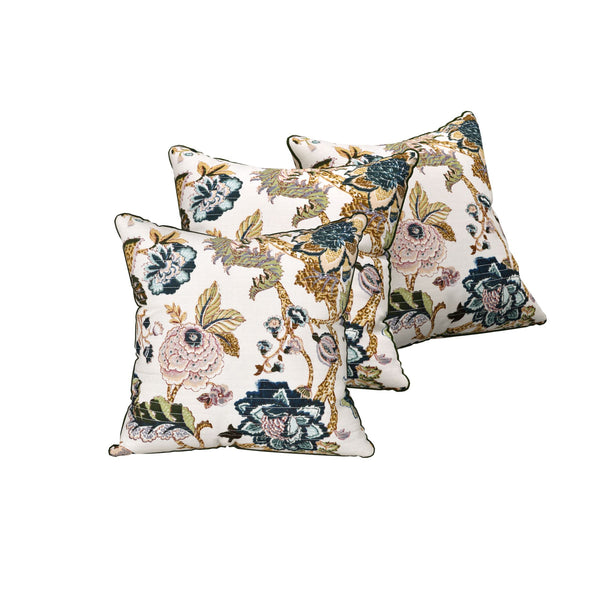 EasyGoods® 240 TC Pure Cotton Cushion Covers, (16x16 Inch) Jaipuri Anokhi Floral Prints, Premium Sofa and Bedroom Decor Accessories (Cream)
