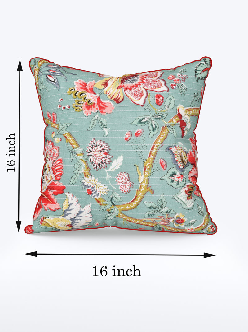 Aqua Green Anokhi Cotton Cushion Covers - 16x16 Inches