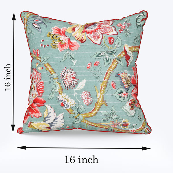 Aqua Green Anokhi Cotton Cushion Covers - 16x16 Inches
