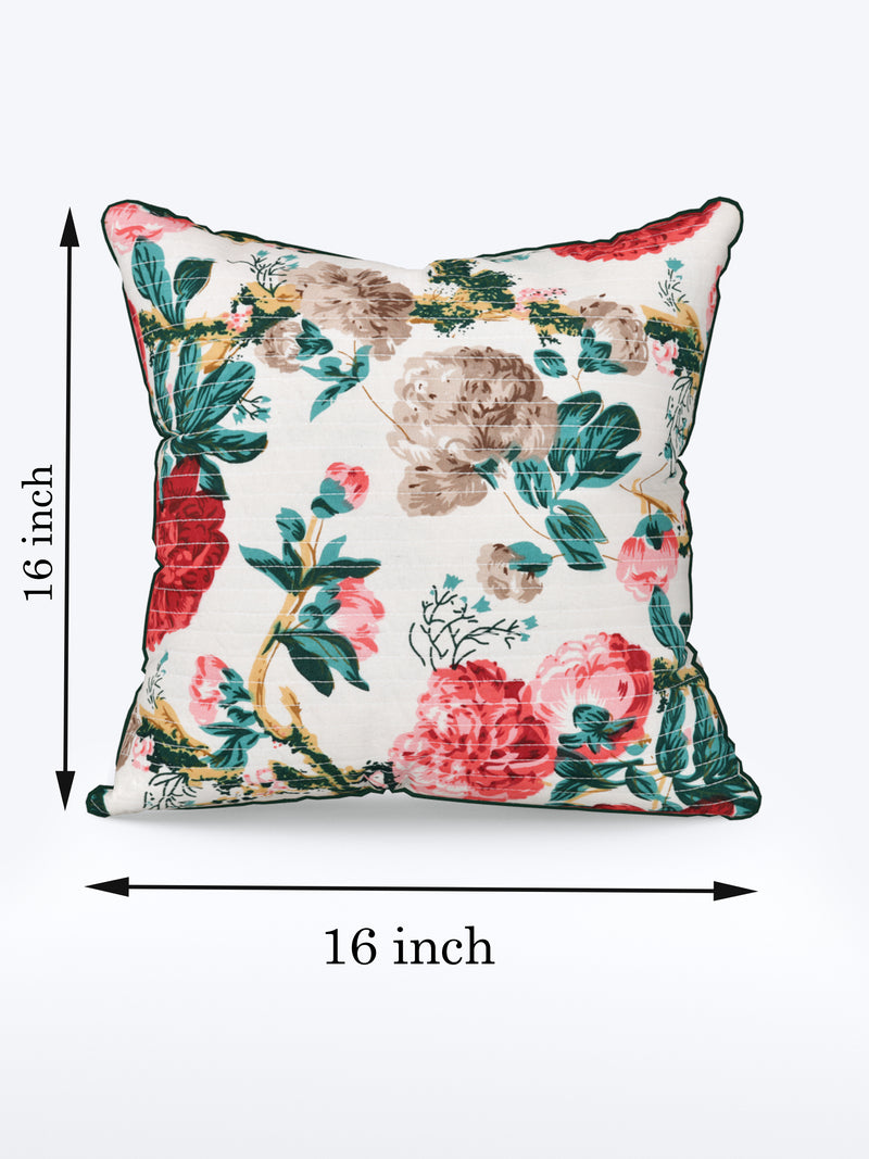 Sunflower Red Anokhi Cotton Cushion Covers - 16x16 Inches