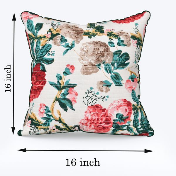 Sunflower Red Anokhi Cotton Cushion Covers - 16x16 Inches