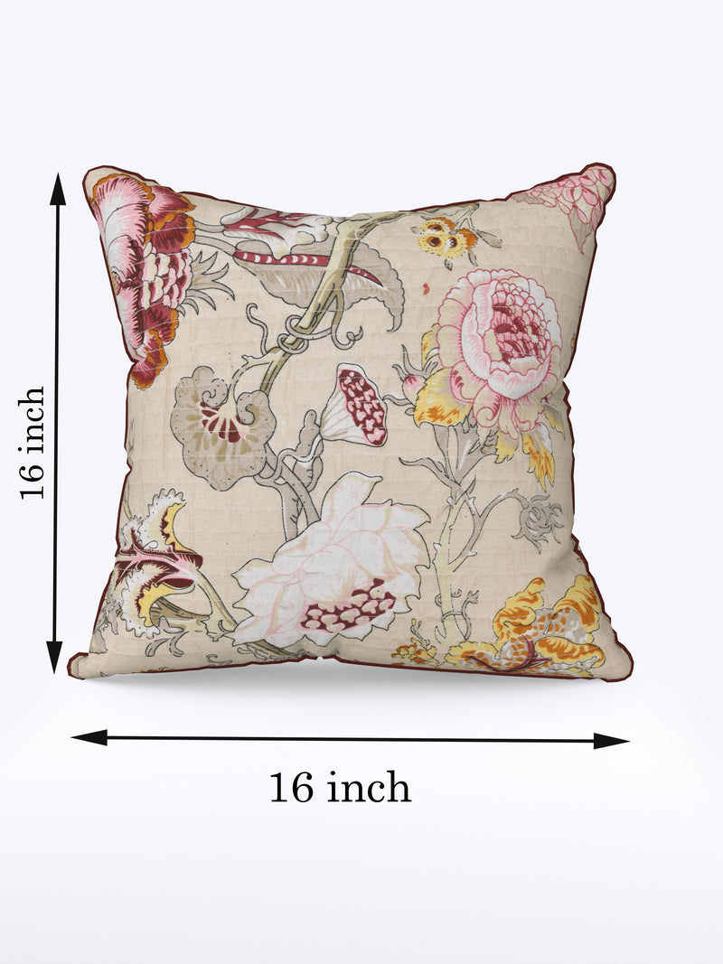 Beige  Anokhi Cotton Cushion Covers - 16x16 Inches