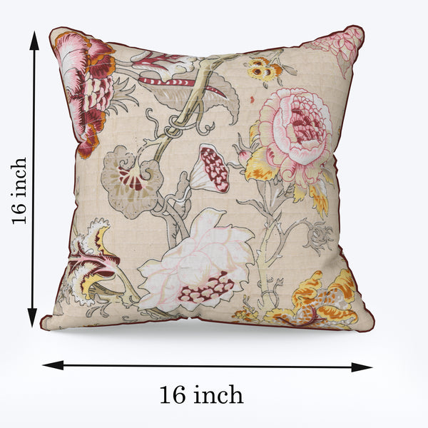 Beige  Anokhi Cotton Cushion Covers - 16x16 Inches