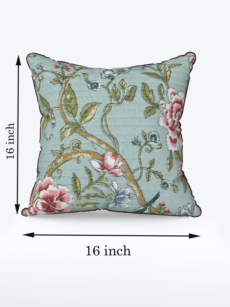 Aquatic Green Anokhi Cotton Cushion Covers - 16x16 Inches