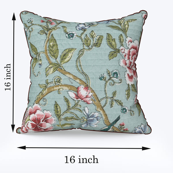 Aquatic Green Anokhi Cotton Cushion Covers - 16x16 Inches