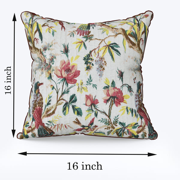 Peacker Cream Anokhi Cotton Cushion Covers - 16x16 Inches