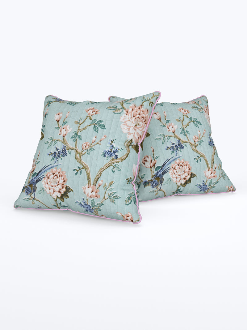 EasyGoods® 240 TC Pure Cotton Cushion Covers , (16x16 Inch) Jaipuri Anokhi Floral Prints, Premium Sofa and Bedroom Decor Accessories (Mogra Blue)
