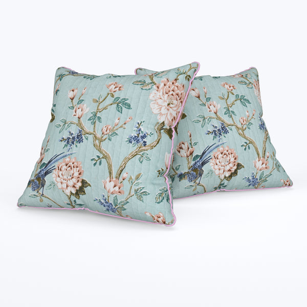 EasyGoods® 240 TC Pure Cotton Cushion Covers , (16x16 Inch) Jaipuri Anokhi Floral Prints, Premium Sofa and Bedroom Decor Accessories (Mogra Blue)