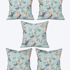 EasyGoods® 240 TC Pure Cotton Cushion Covers , (16x16 Inch) Jaipuri Anokhi Floral Prints, Premium Sofa and Bedroom Decor Accessories (Mogra Blue)