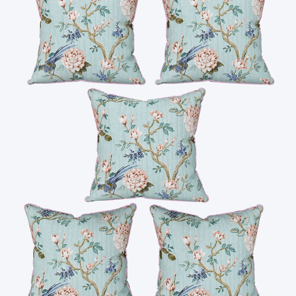 EasyGoods® 240 TC Pure Cotton Cushion Covers , (16x16 Inch) Jaipuri Anokhi Floral Prints, Premium Sofa and Bedroom Decor Accessories (Mogra Blue)