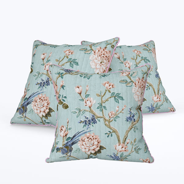 EasyGoods® 240 TC Pure Cotton Cushion Covers , (16x16 Inch) Jaipuri Anokhi Floral Prints, Premium Sofa and Bedroom Decor Accessories (Mogra Blue)