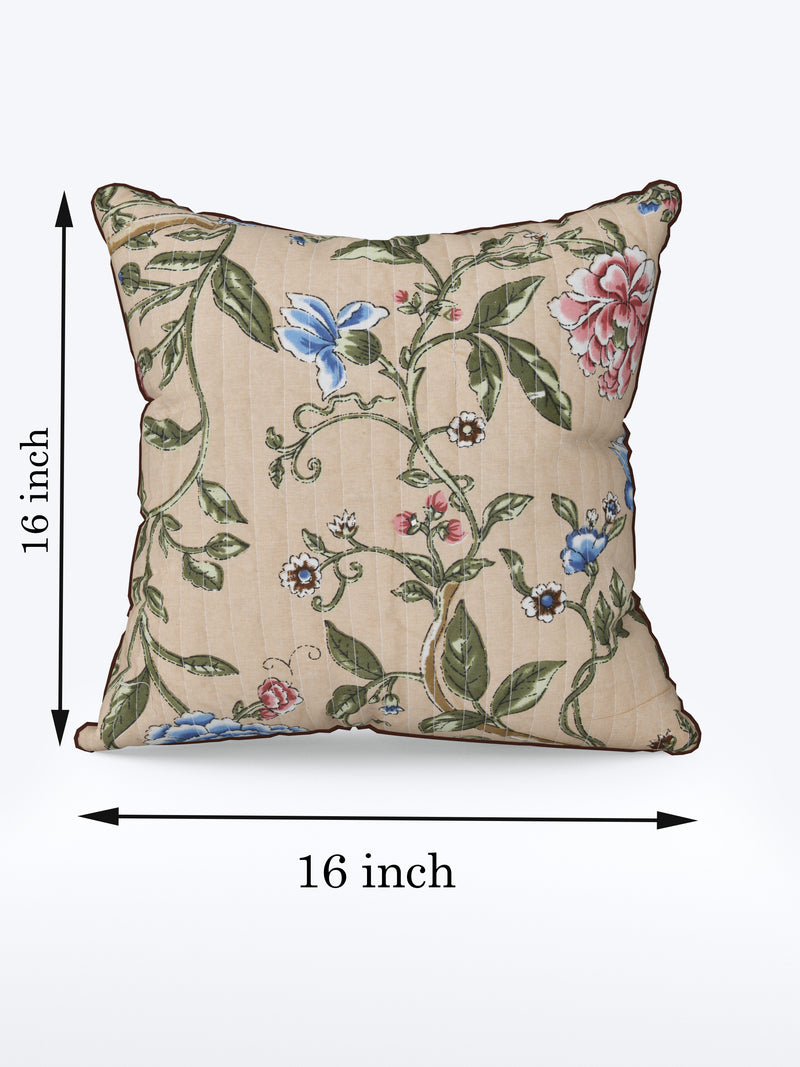 Sand Brown Aqua Blue Anokhi Cotton Cushion Covers - 16x16 Inches
