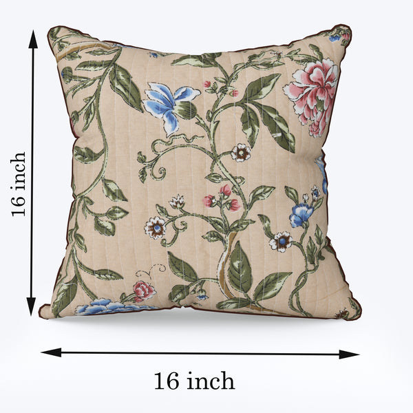 Sand Brown Aqua Blue Anokhi Cotton Cushion Covers - 16x16 Inches