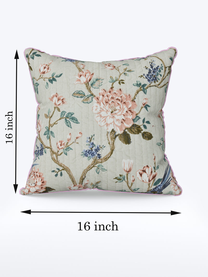 Mogra Peach Anokhi Cotton Cushion Covers - 16x16 Inches