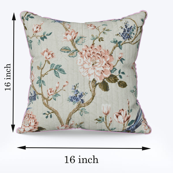 Mogra Peach Anokhi Cotton Cushion Covers - 16x16 Inches