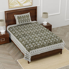 Annette Ethnic Printed Bedsheet - Mustard - EasyGoods India