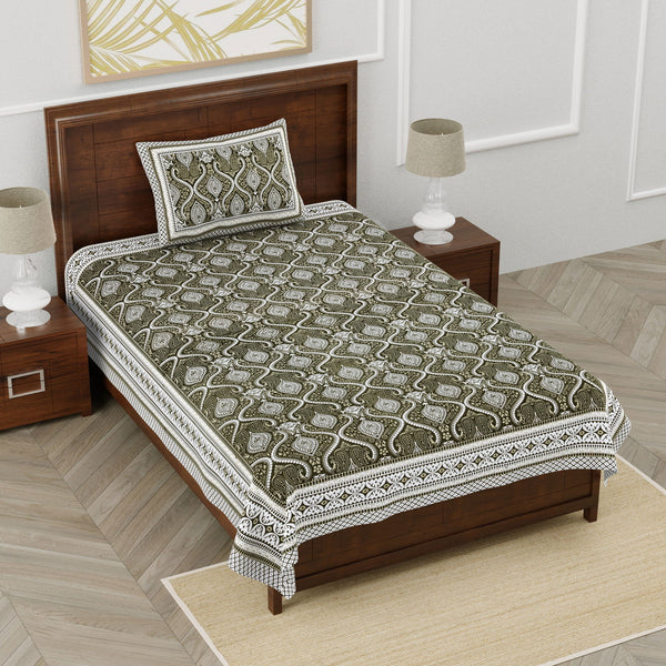 Annette Ethnic Printed Bedsheet - Mustard - EasyGoods India