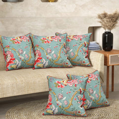 Aqua Green Anokhi Cotton Cushion Covers - 16x16 Inches - EasyGoods India