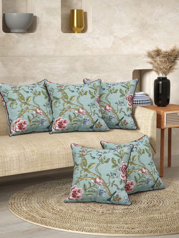 Aquatic Green Anokhi Cotton Cushion Covers - 16x16 Inches - EasyGoods India