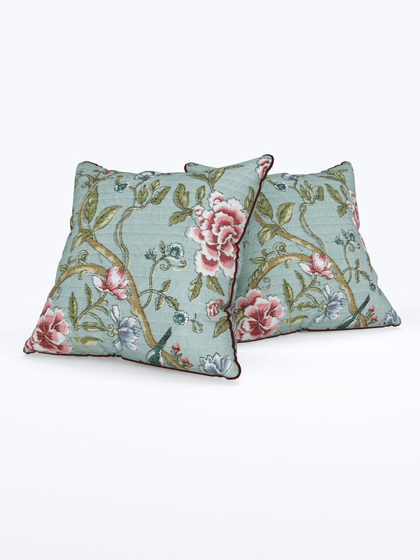 Aquatic Green Anokhi Cotton Cushion Covers - 16x16 Inches