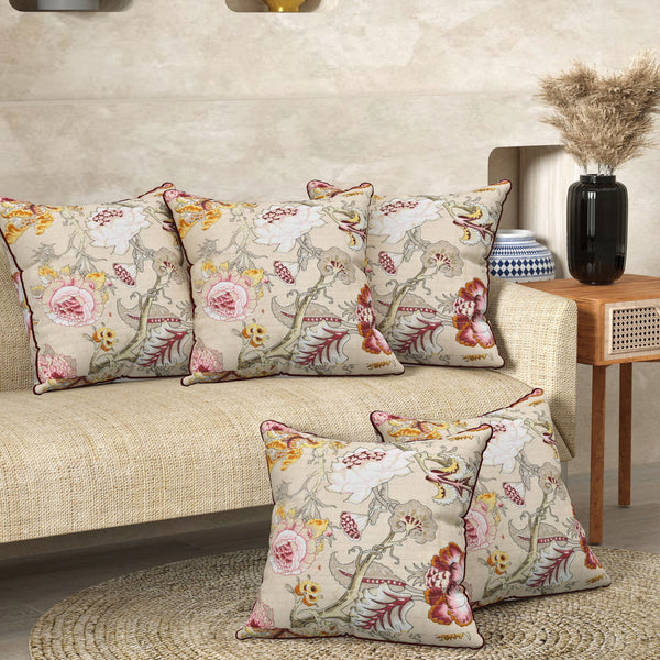 Beige Anokhi Cotton Cushion Covers - 16x16 Inches - EasyGoods India