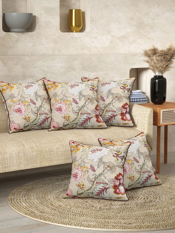 Beige Anokhi Cotton Cushion Covers - 16x16 Inches - EasyGoods India