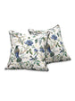 Bird Blue Anokhi Cotton Cushion Covers - 16x16 Inches
