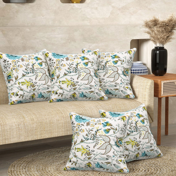 Botanique Blue Anokhi Cotton Cushion Covers - 16x16 Inches - EasyGoods India