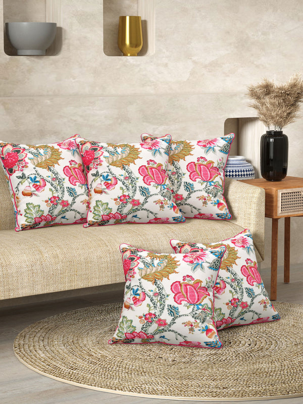 Botanique Pink Anokhi Cotton Cushion Covers - 16x16 Inches - EasyGoods India