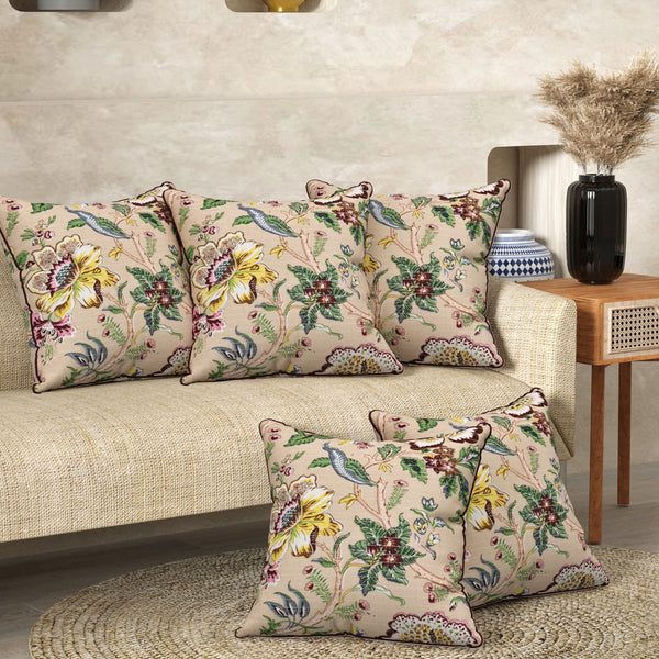 Desert Green Anokhi Cotton Cushion Covers - 16x16 Inches - EasyGoods India