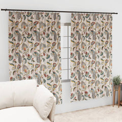 EasyGoods® 240 TC Cotton Anokhi Printed Door Curtains with Grommets Room Darkening Curtains for Living Room Bedroom Home (7ft*3.75ft, Peacock Gold) - EasyGoods India