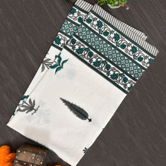 EasyGoods Cotton Hand Block Printed Soft Waffle Fabric Towel Set : 1 Bath Towel and 2 Hand Towel Garden Green - EasyGoods India