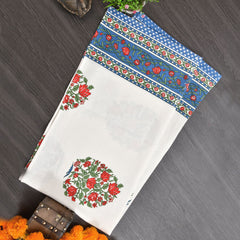 EasyGoods Cotton Hand Block Printed Soft Waffle Fabric Towel Set : 1 Bath Towel and 2 Hand Towel Water Blue - EasyGoods India