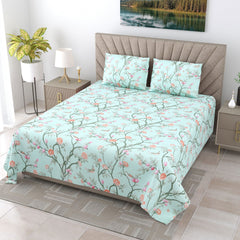 EasyGoods® Polycotton Bedsheet for Double Bed - Aquish Blue | Twilight King Size Bedsheet | Double Bedsheet with 2 Pillow Covers 108x108 Inch| Handcrafted Bed Sheets - EasyGoods India