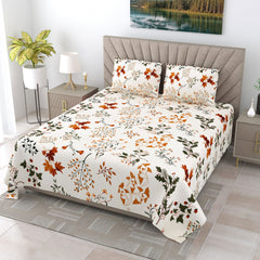 EasyGoods® Polycotton Bedsheet for Double Bed - Leafy Brown | Twilight King Size Bedsheet | Double Bedsheet with 2 Pillow Covers 108x108 Inch| Handcrafted Bed Sheets - EasyGoods India