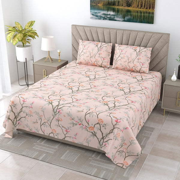 EasyGoods® Polycotton Bedsheet for Double Bed - Peachy | Twilight King Size Bedsheet | Double Bedsheet with 2 Pillow Covers 108x108 Inch| Handcrafted Bed Sheets - EasyGoods India