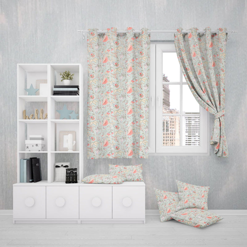 EasyGoods® Premium 240 TC 100% Cotton Anokhi Aqua Green Curtains for Door Windows with Grommets for Living Room Bedroom