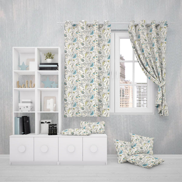 EasyGoods® Premium 240 TC 100% Cotton Anokhi Botonique Blue Curtains for Door Windows with Grommets for Living Room Bedroom